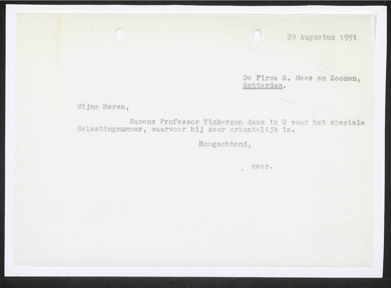 Letter to R. Mees & Zonen