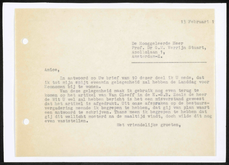 Letter to C.A. Verrijn Stuart