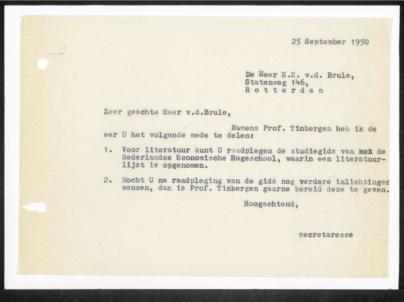 Letter to E.E. v.d. Brule