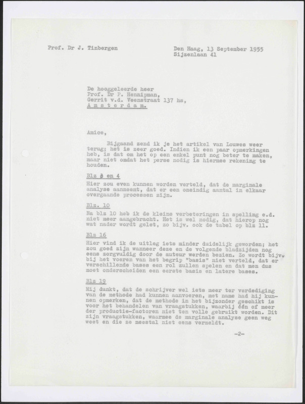Letter to P. Hennipman