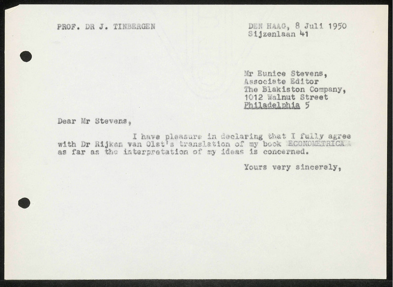 Letter to Eunice Stevens