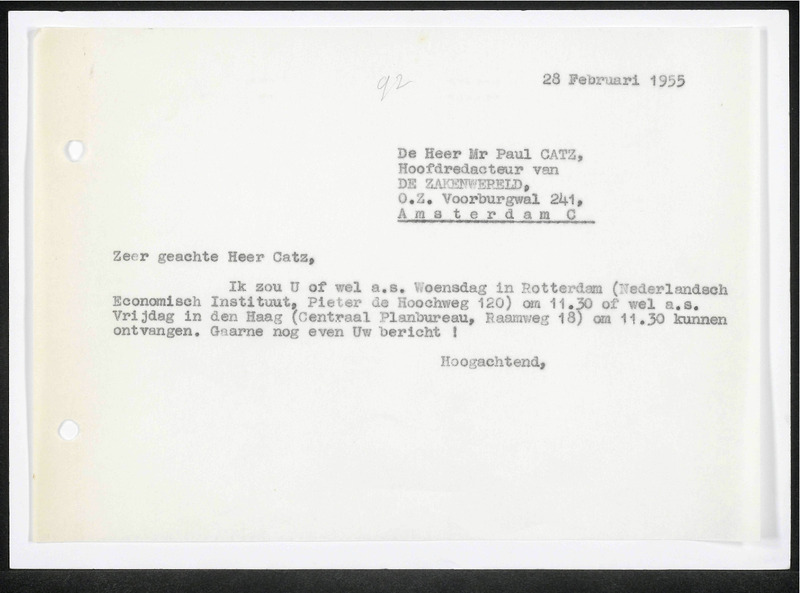 Letter to P. Catz