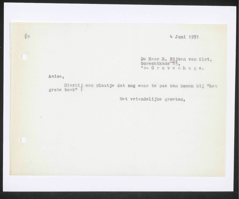Letter to H. Rijken van Olst