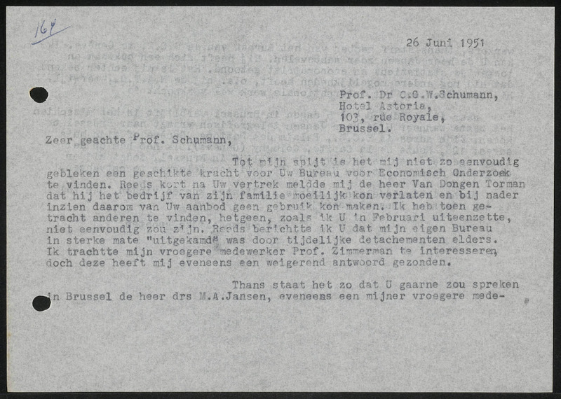 Letter to C.G.W. Schumann