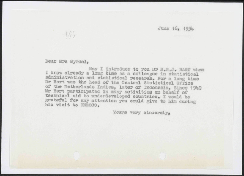 Letter to Myrdal