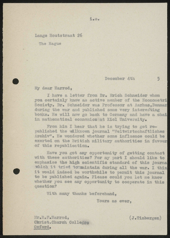 Letter to R.F. Harrod