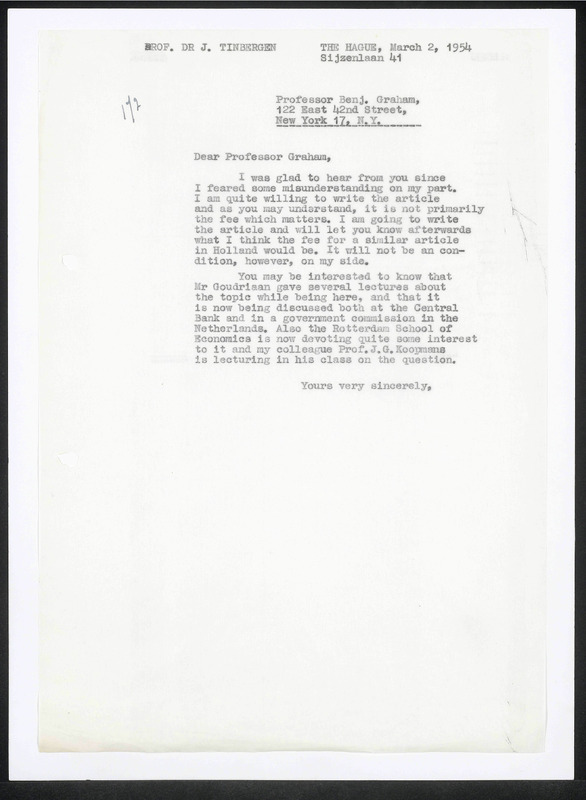 Letter to B. Graham