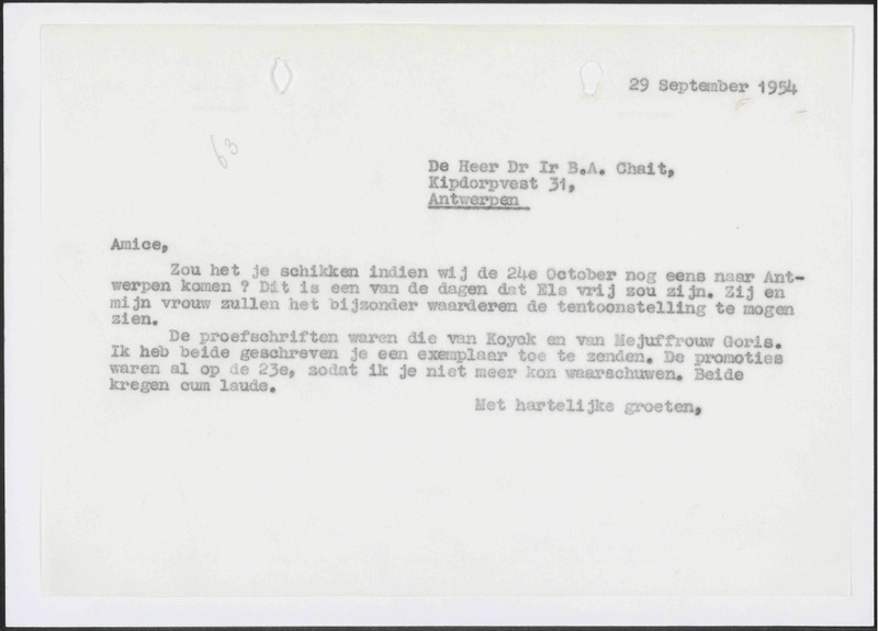 Letter to B.A. Chait