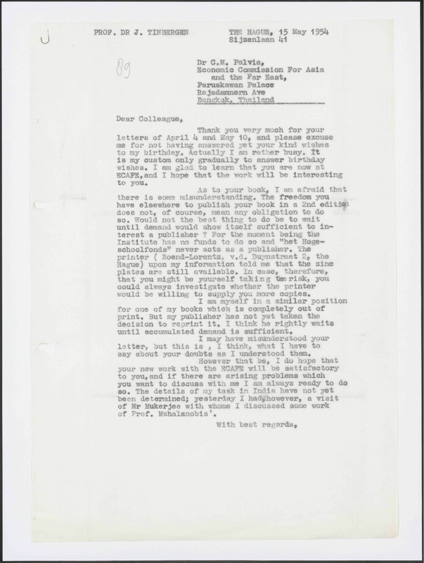 Letter to C.M. Palvia