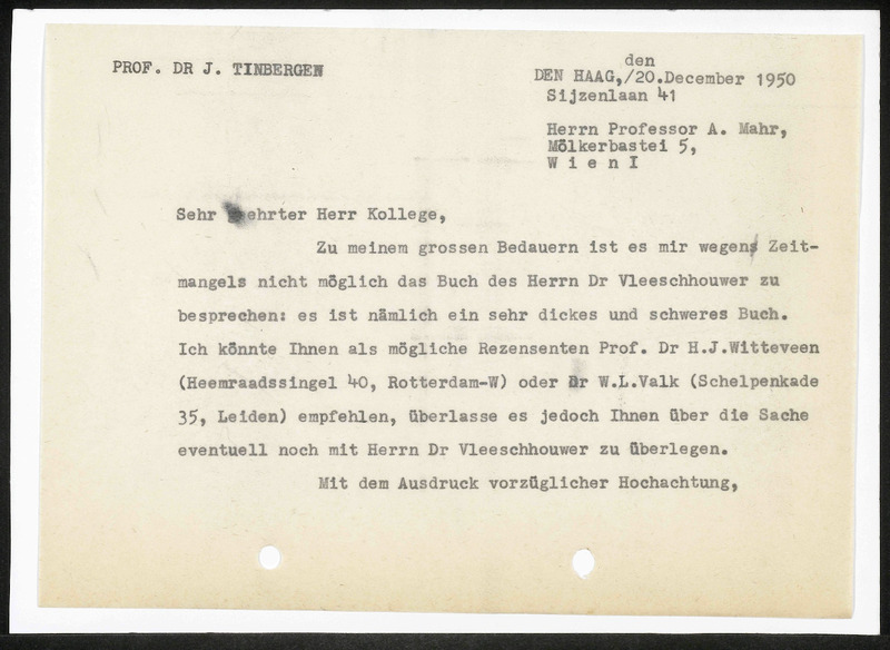 Letter to A. Mahr