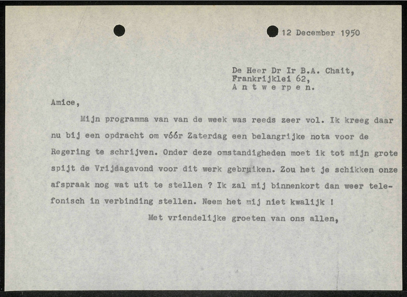 Letter to B.A. Chait