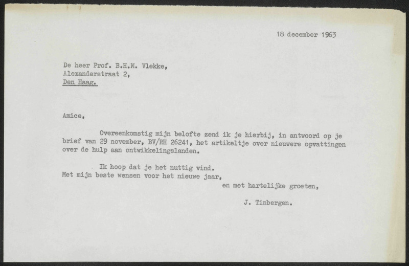 Letter to B.H.M. Vlekke