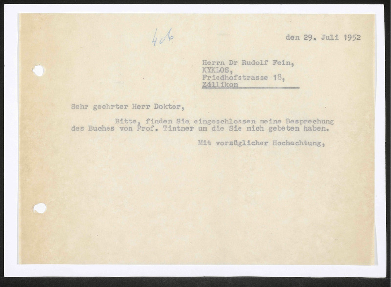 Letter to R. Frei