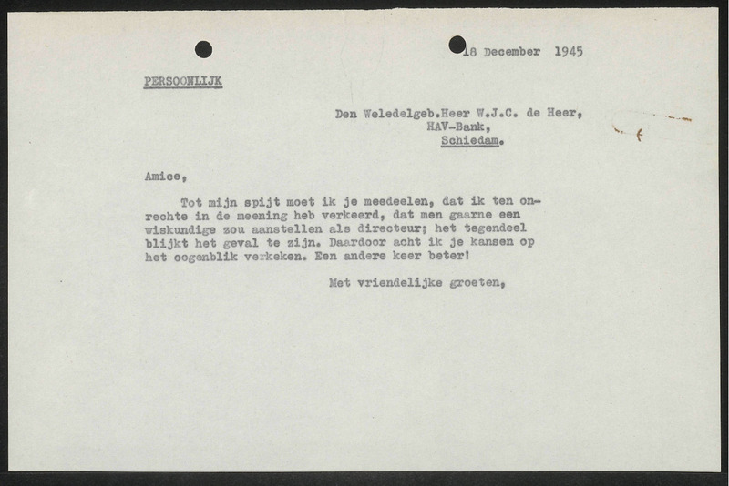 Letter to W.J.C. de Heer