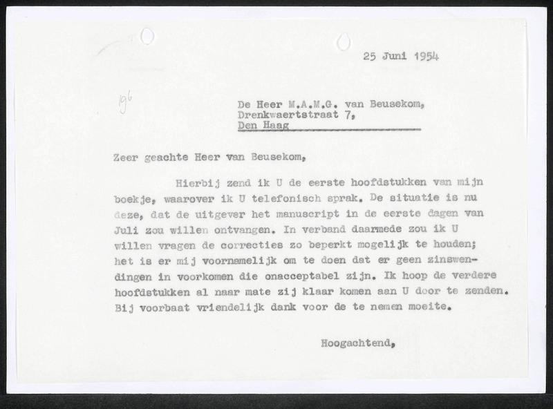 Letter to M.A.M.G. van Beusekom