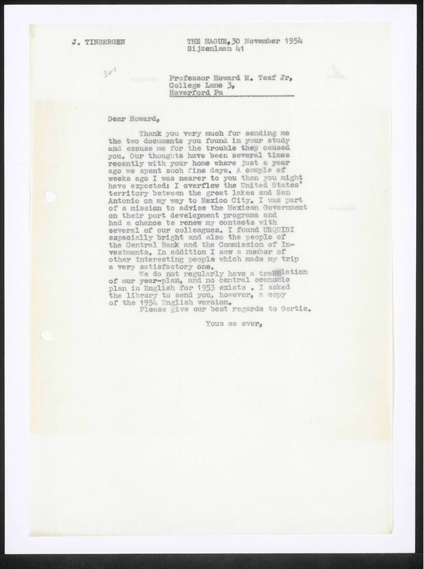 Letter to H.M. Teaf