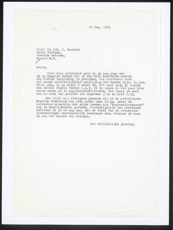 Letter to J. Hanrath