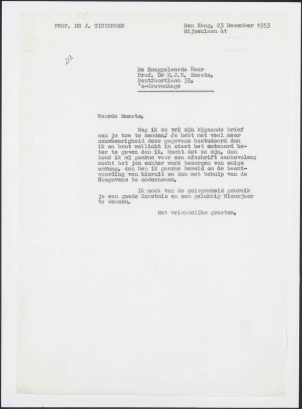Letter to M.J.H. Smeets