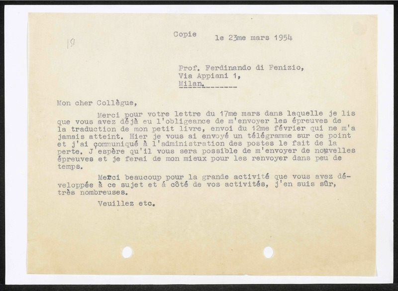Letter to Ferdinando Di Fenizio