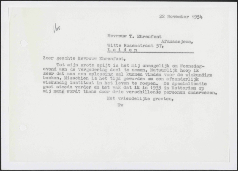 Letter to P. Ehrenfest