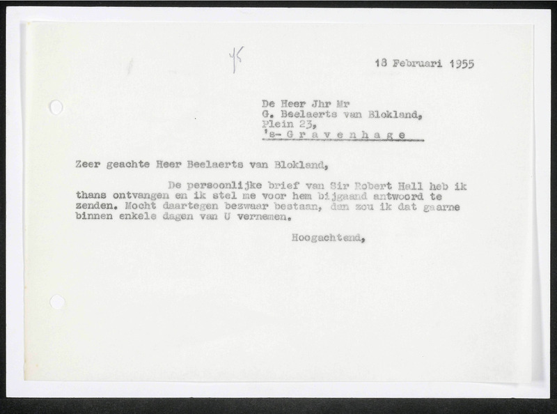 Letter to G. Beelaerts van Blokland