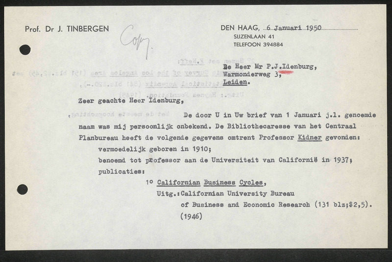 Letter to Ph.J. Idenburg