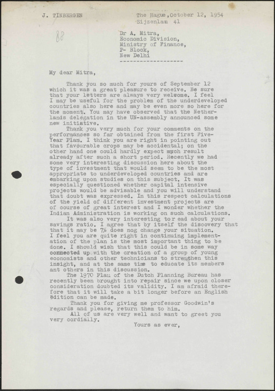Letter to A. Mitra