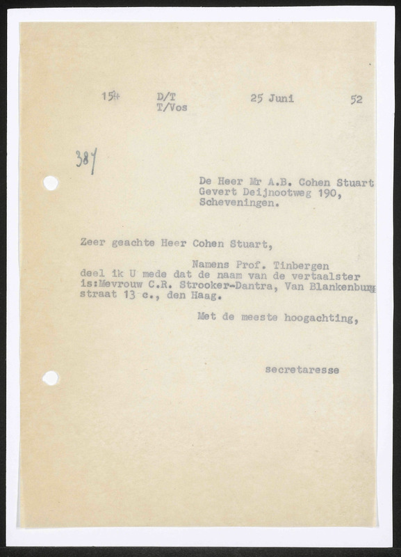 Letter to A.B. Cohen Stuart