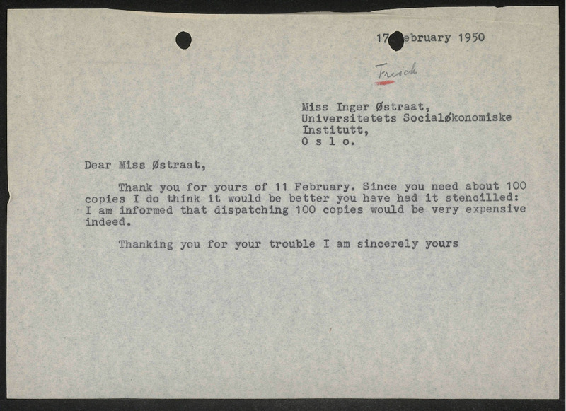 Letter to Inger Østraat