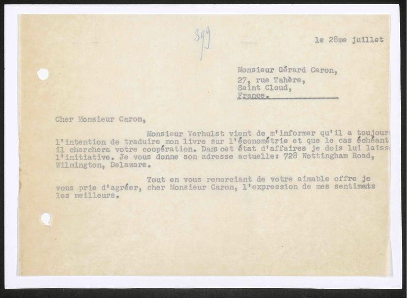 Letter to G. Caron