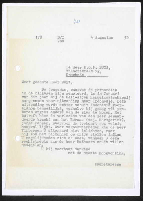 Letter to B.G.F. Buijs