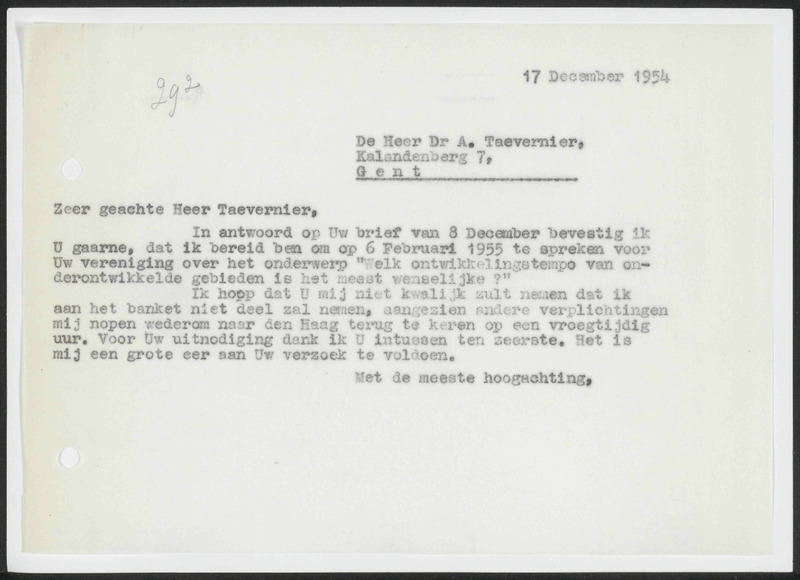 Letter to A. Tavernier
