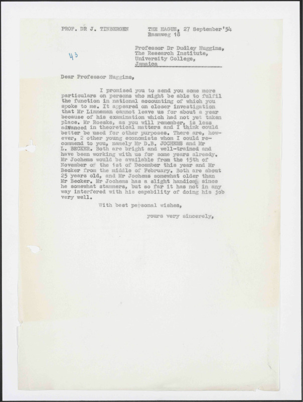 Letter to H. Huggins