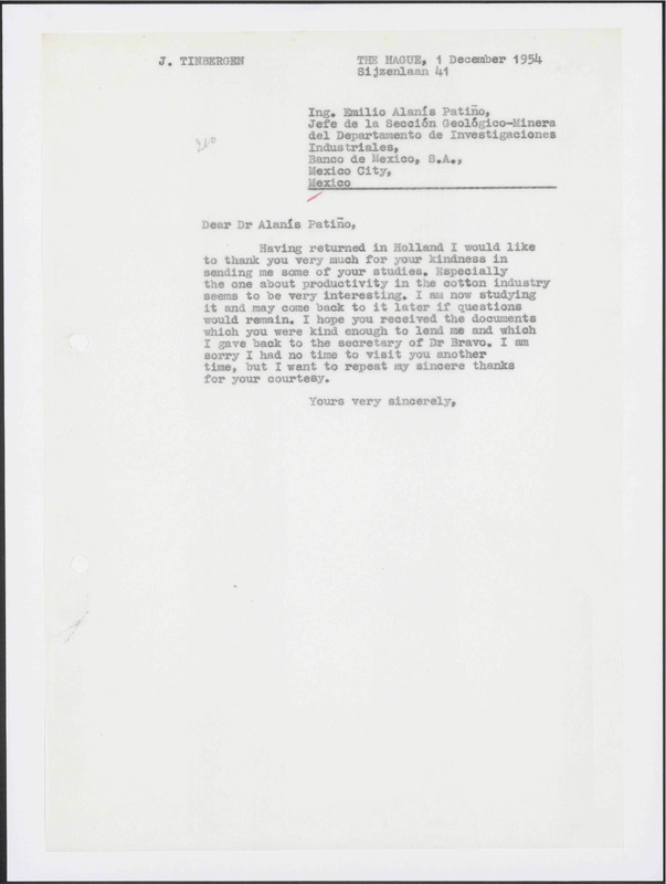 Letter to E.A. Patiño