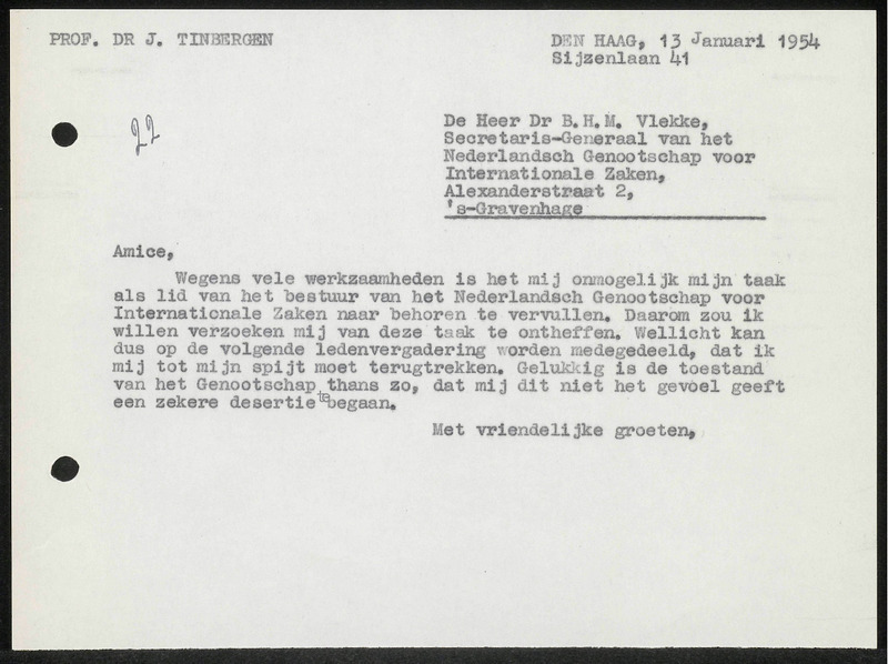 Letter to B.H.M. Vlekke