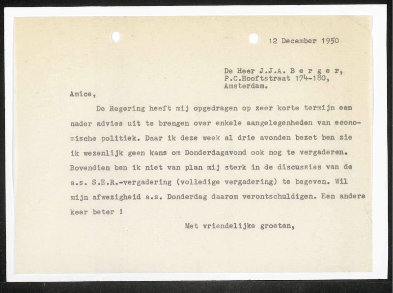 Letter to J.J.A. Berger
