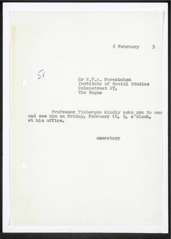 Letter to N.V.A. Narasimham