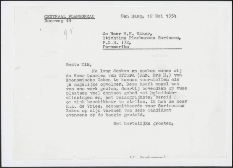 Letter to M.H. Ekker