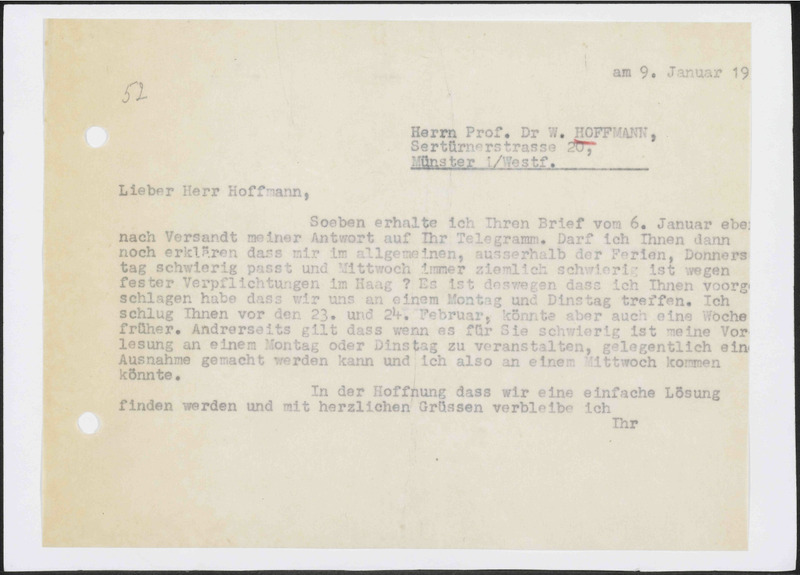 Letter to Walther Hoffmann