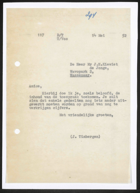 Letter to J.H. Kiewiet de Jonge