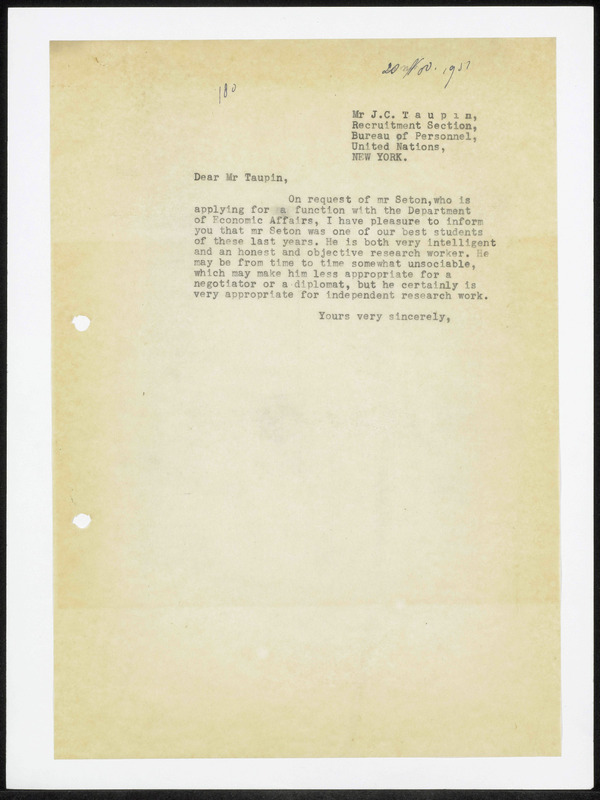Letter to J.C. Taupin