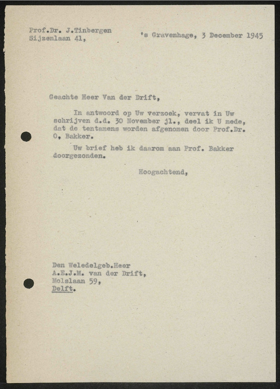 Letter to A.E.J.M. van der Drift