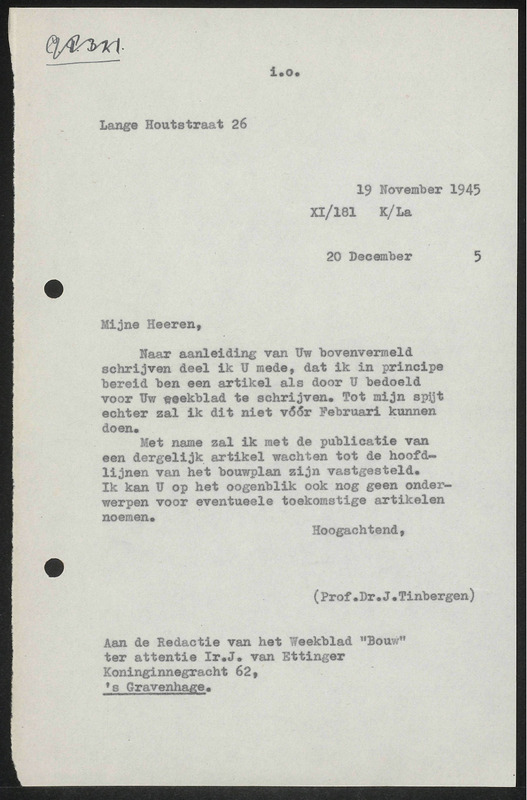 Letter to J. van Ettinger