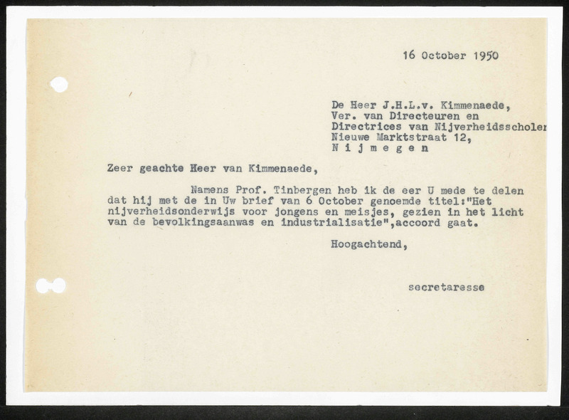 Letter to J.H.L. van Kimmenaede